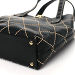 Calfskin Stitch Small Surpique Tote Black