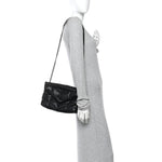 Lambskin Quilted Monogram Monochrome Small Loulou Puffer Chain Satchel Black