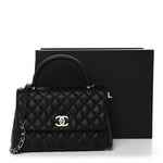 Caviar Quilted Small Coco Handle Flap Black