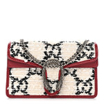 Tweed GG Monogram Super Mini Dionysus Shoulder Bag White Black Romantic Cherry