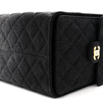 Washed Denim Quilted Medium Chanel 25 Handbag Black