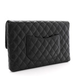 Caviar Quilted Flap Clutch Black