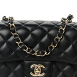 Lambskin Quilted Mini Square Flap Black
