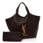 Lambskin Quilted Maxi Icare Shopping Tote  Rouge Cabernet