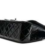 Patent Quilted Jumbo Double Flap Black