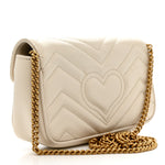 Calfskin Matelasse Super Mini GG Marmont Shoulder Bag White