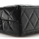 Shiny Aged Calfskin Quilted Nano Kelly Shopper Black
