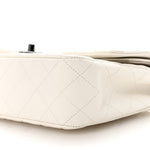 Crumpled Calfskin Quilted Medium Double Flap White