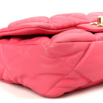 Calfskin Quilted Medium Bubbly Flap Pink