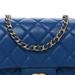 Lambskin Quilted Pearl Crush Mini Rectangular Flap Blue