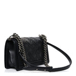 Lambskin Stitched Medium Boy Flap Black