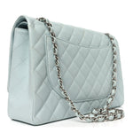 Caviar Quilted Maxi Double Flap Light Blue