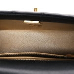 Lambskin Quilted Mini Rectangular Sweet Camellia Flap  Black