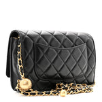 Lambskin Quilted CC Pearl Crush Wallet on Chain WOC Black