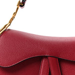 Grained Calfskin Mini Saddle Bag Red