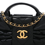 Lambskin Quilted Mini Bow Bag Black