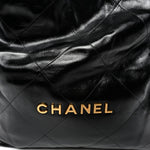 Shiny Calfskin Quilted Chanel 22 Black