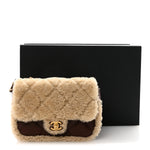Shearling Lambskin Quilted Mini Furry Coco Flap Beige Dark Brown