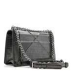 Metallic Patent Micro-Cannage Medium Diorama Flap Bag Onyx Black