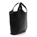 Lambskin Quilted Maxi Icare Shopping Tote Black
