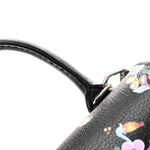 Calfskin Flower Lockme Mini Backpack Black Multicolor