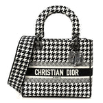 Canvas Houndstooth Embroidered Medium Lady D-Lite Black White