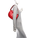 Vitello Grace Suede Small Croissant Hobo Rosso Cardinale