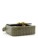 Calfskin Crocodile Embossed Mini C Double Carry Misty Forest