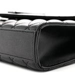 Grain De Poudre Textured Mixed Matelasse Triquilt Small Monogram Monochrome Satchel Black