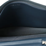 Shiny Caviar Quilted Enamel CC Wallet On Chain WOC Blue