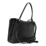 Natural Smooth Calfskin Medium Rodeo Top Handle Handbag Black