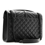 Grain De Poudre Textured Mixed Matelasse Triquilt Medium Monogram Monochrome Satchel Black