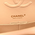 Caviar Quilted Medium Double Flap Beige
