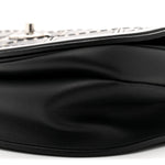 Calfskin Coco Eyelets Small Flap Bag Black