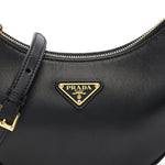 Soft Calfskin Arque Shoulder Bag Black