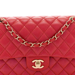 Iridescent Caviar Quilted Medium Double Flap Red