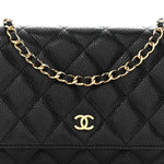Caviar Quilted Wallet on Chain WOC Black