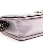 Iridescent Lambskin Chevron Quilted Medium Boy Flap Purple