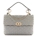 Nappa Medium Rockstud Spike Shoulder Bag Pastel Grey