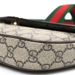 GG Supreme Monogram Textured Dollar Calfskin Web Mini Ophidia Envelope Shoulder Bag Beige Ebony New Acero