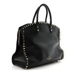 Vitello Rockstud Dome Shopper Black