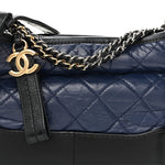 Aged Calfskin Quilted Small Gabrielle Hobo Navy Black