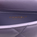 Shiny Lambskin Quilted Mini Pearl Logo Flap Light Purple