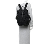 Nylon Grained Calfskin Watson Diaper Bag Black