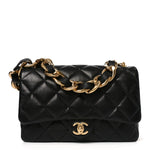 Lambskin Quilted Large CC Funky Town Flap Black