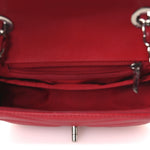 Caviar Chevron Quilted Small Single Flap Red