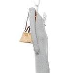 Raffia Grained Calfskin Small Rockstud Vlogo Tote Naturale