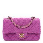 Tweed Quilted Mini Rectangular Flap Purple