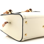 Textured Calfskin Web Mini Diana Tote Bag Mystic White
