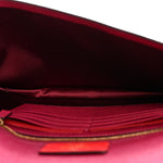 Grainy Calfskin Large Vlogo Clutch Raspberry